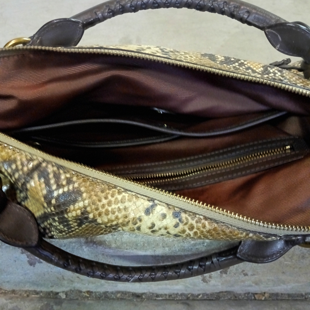 Ralph Lauren Python Pattern Bag with Dark Brown Trim - Picture 13 of 13